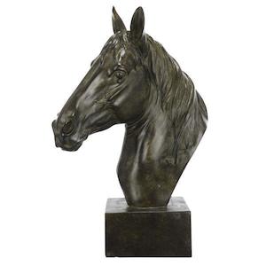 New Arrivals: Antique Brown Horse Sculpture On Stand