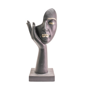 Face in Hand Fibre Clay Statue 60cm High