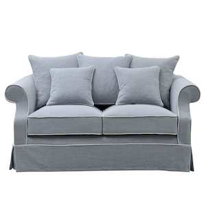 Sofas: Slip Cover Only - Avalon 2 Seat Hamptons Sofa Beach Blue