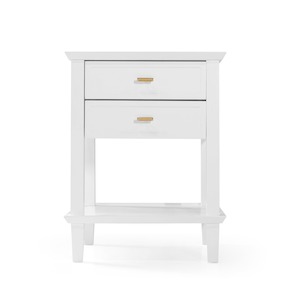 Kelburn White 2 Drawer Hamptons Bed / Side Table