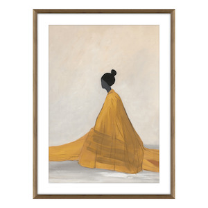 Sunset Saree B Glass and Oak Framed Print - 90cm x 120cm