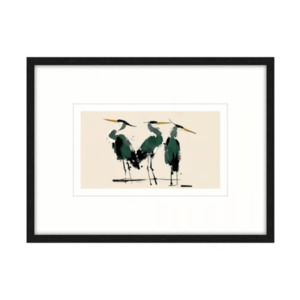 Green Herons Canvas Part A w/Black Frame