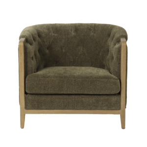 New Arrivals: Louis Green Armchair with Washed Oak Frame