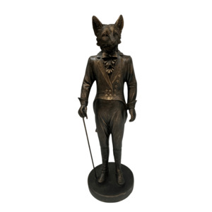 Wall Decor Decorative: Gentleman Fox Bronze Statue 42cm