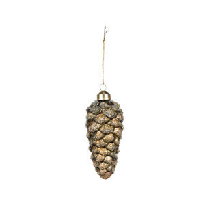 Wall Decor Decorative: Green Pinecone Glass Bauble - 13cm