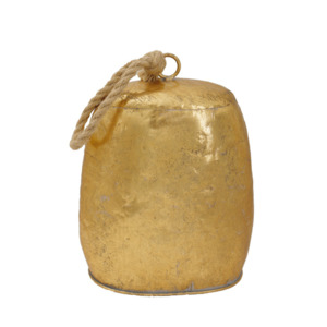 Wall Decor Decorative: Large Antique Gold Cow Bell
