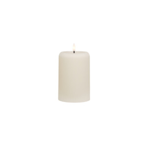 Wall Decor Decorative: Small Cream LED Ribbed Pillar Candle
