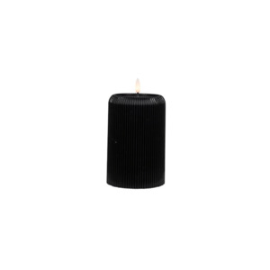 Wall Decor Decorative: Small Black LED Ribbed Pillar Candle