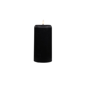 Wall Decor Decorative: Medium Black LED Ribbed Pillar Candle