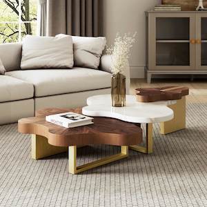 Eureka Home Office Furniture: Eureka Cloud Shape Solid Wood Coffee Table Set