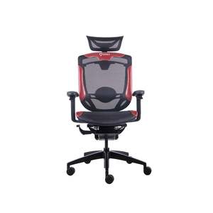 Office Chairs: ONEX GT07-35 Black/Red Marrit Ergonomic Office Chair, w/Angle Automatic Adapt System; Paddle Shift Wire Control Armrest System; 65mm Black PU Caste