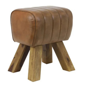 Stool: Vintage Leather Vault Stool