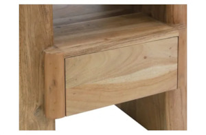 Side Table: Lucia Acacia & Marble Bed Side Table - Oak Finish