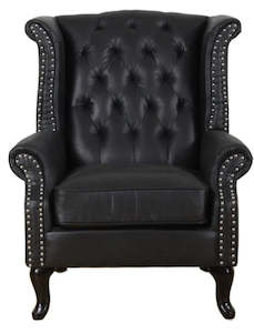 Clearance: Clinton Large Wingback Chair - Black