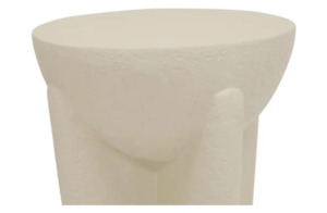 Ottomans Pouf: Stone Look Stool - Off White