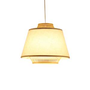 Chandelier Ceiling Light: Bamboo & Linen Pendent