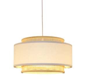 Chandelier Ceiling Light: Bamboo & Linen Pendant