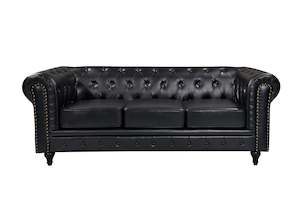 Sofas: Arthur Chesterfield 3 Seater Sofa - Black
