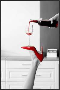 Red Stiletto Red Wine Canvas W/ Black Frame
