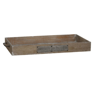 Kitchen: Wooden Tray with Metal Handles