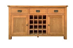 Furniture: Kensington Oak Buffet Table with Wine Rack