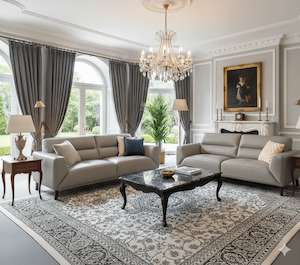 Living: Georgia Leather Lounge Suite - 3+2 Seater