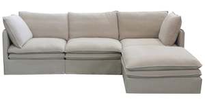 Living: Calais 4 Pcs Slip Cover Modular Sofa with Ottoman
