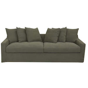 Living: Lucca 3 Seater Slip Cover Sofa - Olive
