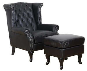 Huskins Large Wingback Chair with Ottoman
