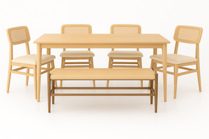 Genji Dining Suite with 4 Chairs and Bench - 6 Seater