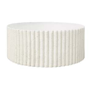 Lulu Ribbed MGO Round Coffee Table - White Fleck