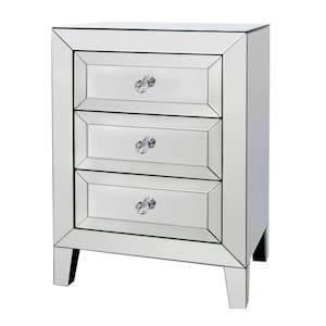Palisade 3 Drawer Mirrored Bedside Table