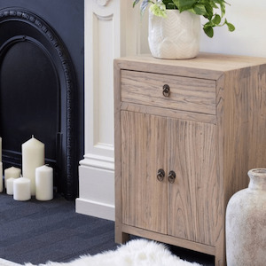 Peasant Old Elm Bedside Table