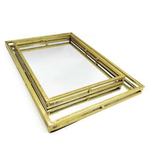 Deluxe Gold Rectangular Tray - Set of 2