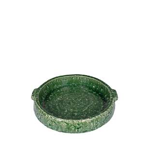 Green glaze stoneware dish - Small