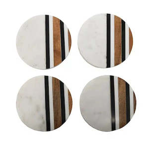Kitchen: Coaster Marble s/4 Wood Inlay