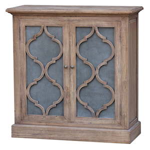 Hall Console Tables: Reclaimed Elm Console Table with Zinc Doors
