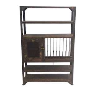 Wall Units Display Cabinets: Foundry Iron Storage Rack - Rustic