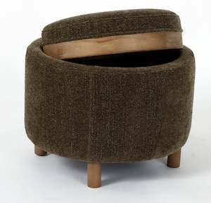 Luna Ottoman - Olive W/ Reversible Ash Wooden Tray