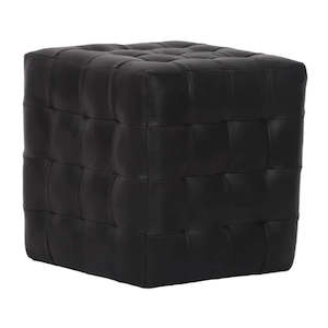 Ottomans Pouf: Cube Leather Ottoman