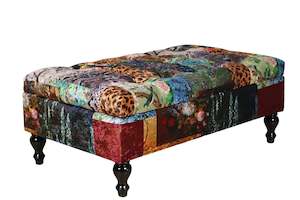 Ottomans Pouf: Chesterfield Patchwork Ottoman with Storage - Leopard