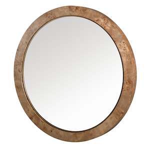La Pastiche Havana Burl Framed Round Wall Mirror
