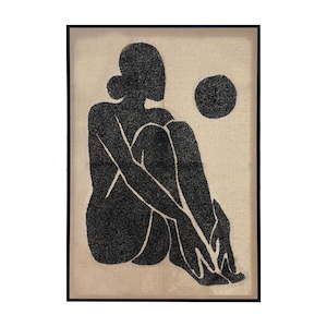 Wall Art: Black Nude Hand Painted Framed Canvas Wall Art