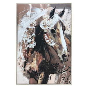 Wall Art: Horse Gaze Hand Painted Framed Canvas Wall Art
