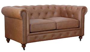 Sofas: Huskins Chesterfield 2 Seater Sofa - Light Brown