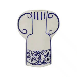 Bernice Vase 28cm - White/Blue