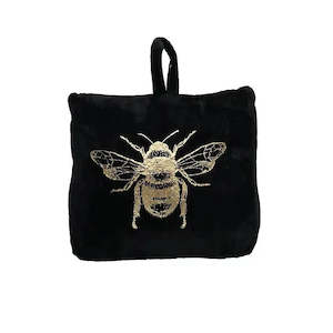 Door Stopper: Velvet Bee Doorstop - Black
