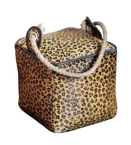 Door Stopper: Leopard Leather Door Stop - Square