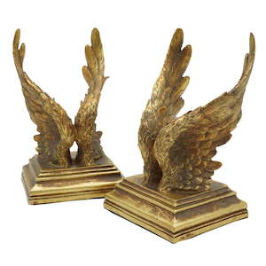 Bookends: Angel Wing Book Ends - Gold