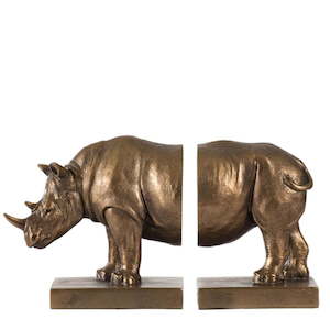 Bookends: Rhino Bookends - Gold